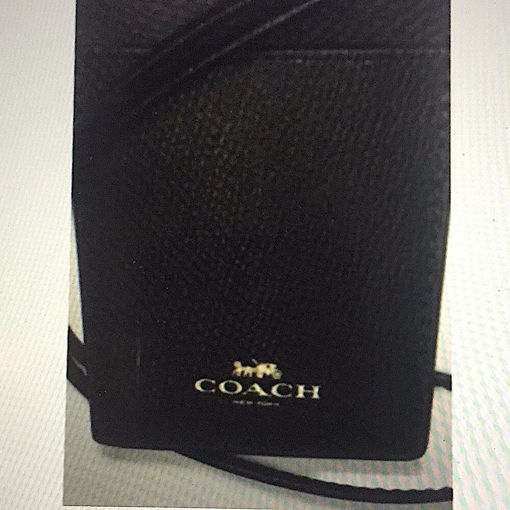 (UNISEX) COACH - ID LANYARD BLACK LEATHER (NWT) - Picture 10 of 15
